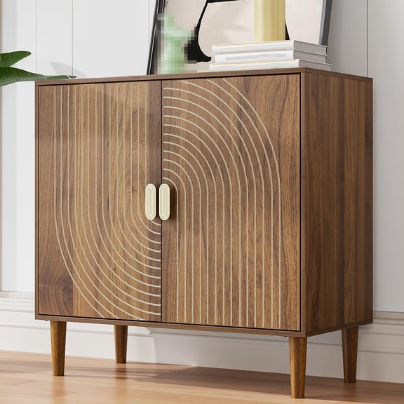 Sideboard Buffet Cabinet with Storage,Sideboard Buffet with Doors and Adjustable Shelf,Wooden Storage Cabinet, 31.3”W x 15.0”D x 30.6”H (Walnut)