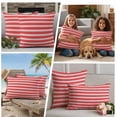 thumbnail image 5 of Boho Red Stripe Outdoor Waterproof Pillow Covers, Abstract Geometric White Minimalist Decorative Square Throw Pillowcase Sofa Cushion Sham for Patio/Couch/Chair, 20"x20" 2 Pack, 5 of 8