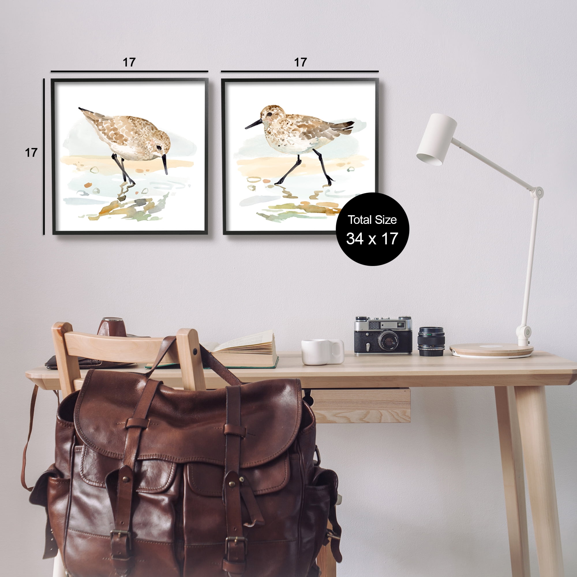 Stupell Industries Sea Birds on Shore Animals & Insects Painting Black Framed Art Print Wall Art, 17 x 17