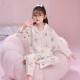 thumbnail image 1 of Pijama de Anime Sanrio Cinnamoroll Kuromi My Melody para niños, cárdigan informal de manga larga con cuello vuelto, ropa de dormir para niñas, primavera y verano, 1 of 4