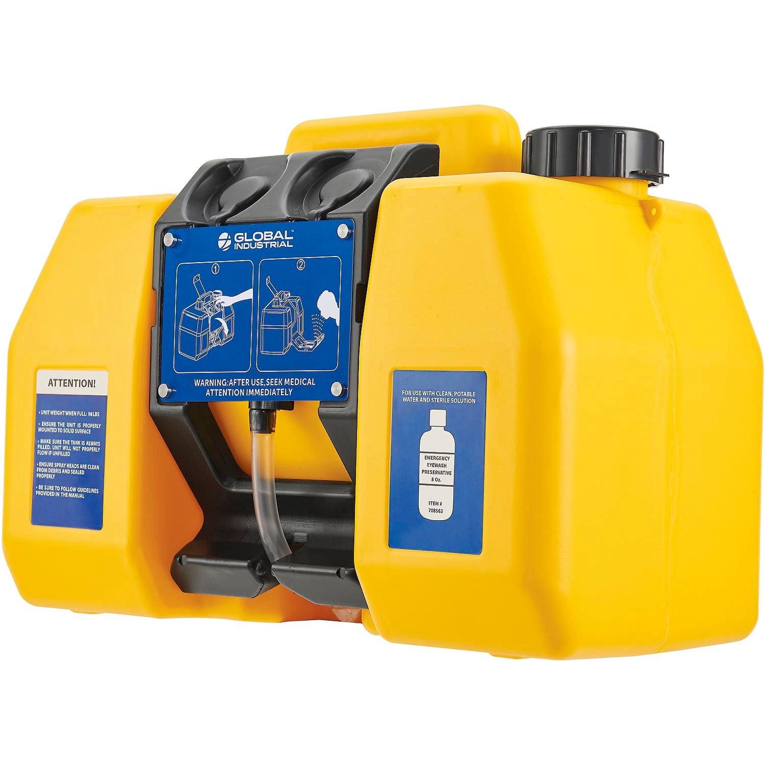 Global Industrial 9 Gallon Gravity Fed Portable Eyewash Station, Yellow