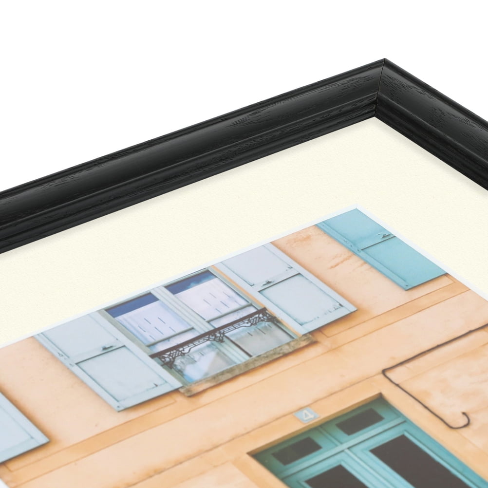 ArtToFrames 22x28 Matted Picture Frame with 18x24 Single Mat Photo Opening Framed in 1.25 Black Stain on Solid Red Oak and 2 Brilliant White Mat (FWM-4083-22x28)
