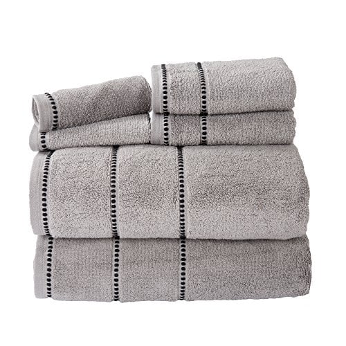 Bedford Home Ensemble de Serviettes 6 Pcs Séchage Rapide 100 % Coton - Argent
