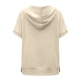 thumbnail image 6 of FASHOFT Half Zip up Hoodie Women Oversized Zipper Sweatshirt Short Sleeve Solid Pullover Spring Fall Tops Beige L, 6 of 6