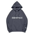 thumbnail image 1 of Chandail à Capuchon avec Cordon de Serrage Ajustable et Imprimé « ESSENTIALS » à l'Avant, Style Décontracté à Coupe Ample, Gris, TG, 1 of 8