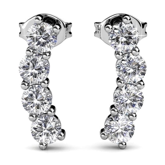 Cate & Chloe Aubree 18k White Gold Plated Drop Earrings with Swarovski Crystals Gift for Women