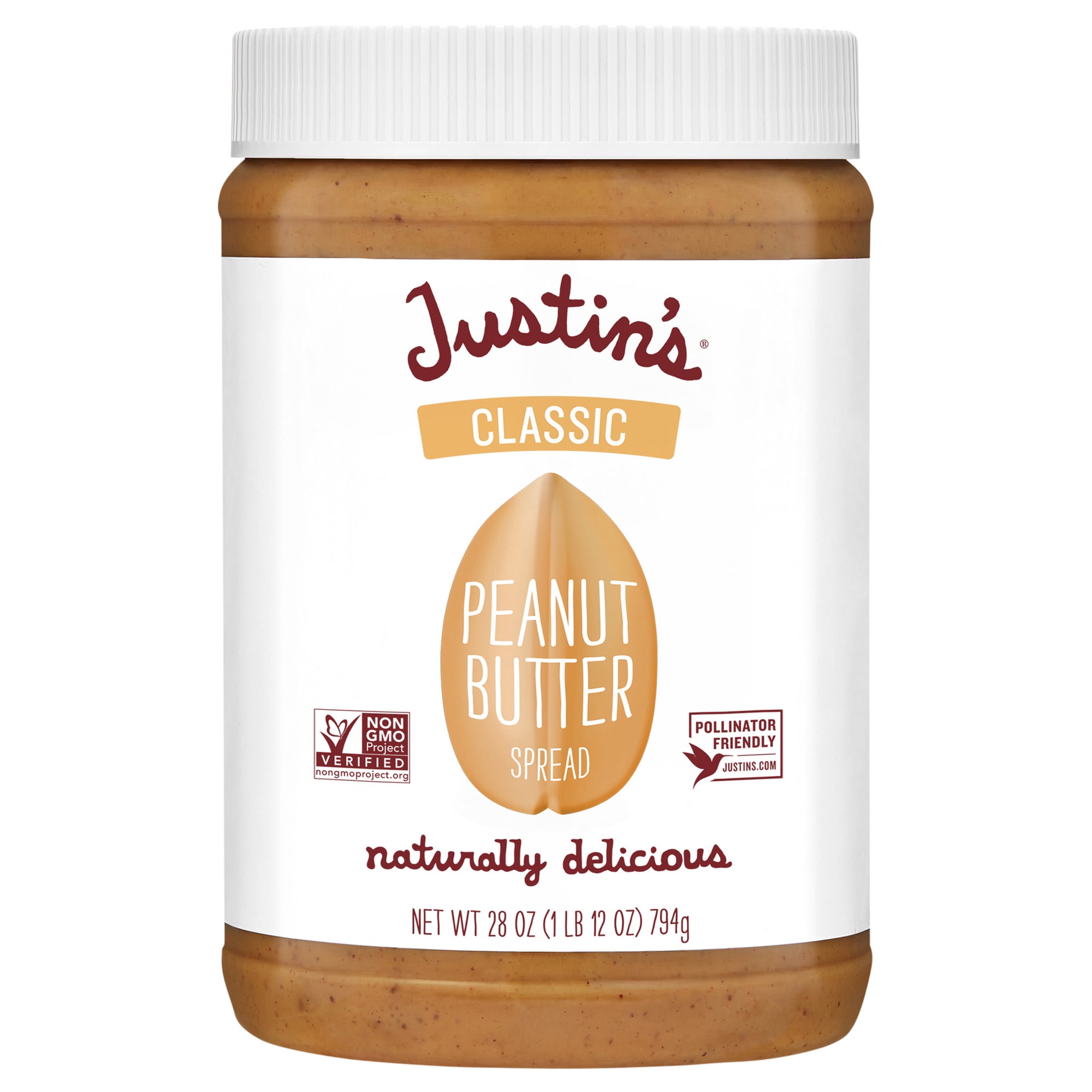 JUSTIN'S Classic Creamy Peanut Butter Spread, 28 oz Jar