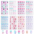 thumbnail image 1 of Jsiallye Uñas a presión para niños, 192 piezas, uñas a presión para niñas, patrones de unicornios coloridos, uñas postizas para niños, uñas postizas cuadradas cortas y fuertes, regalos para manicura d, 1 of 5