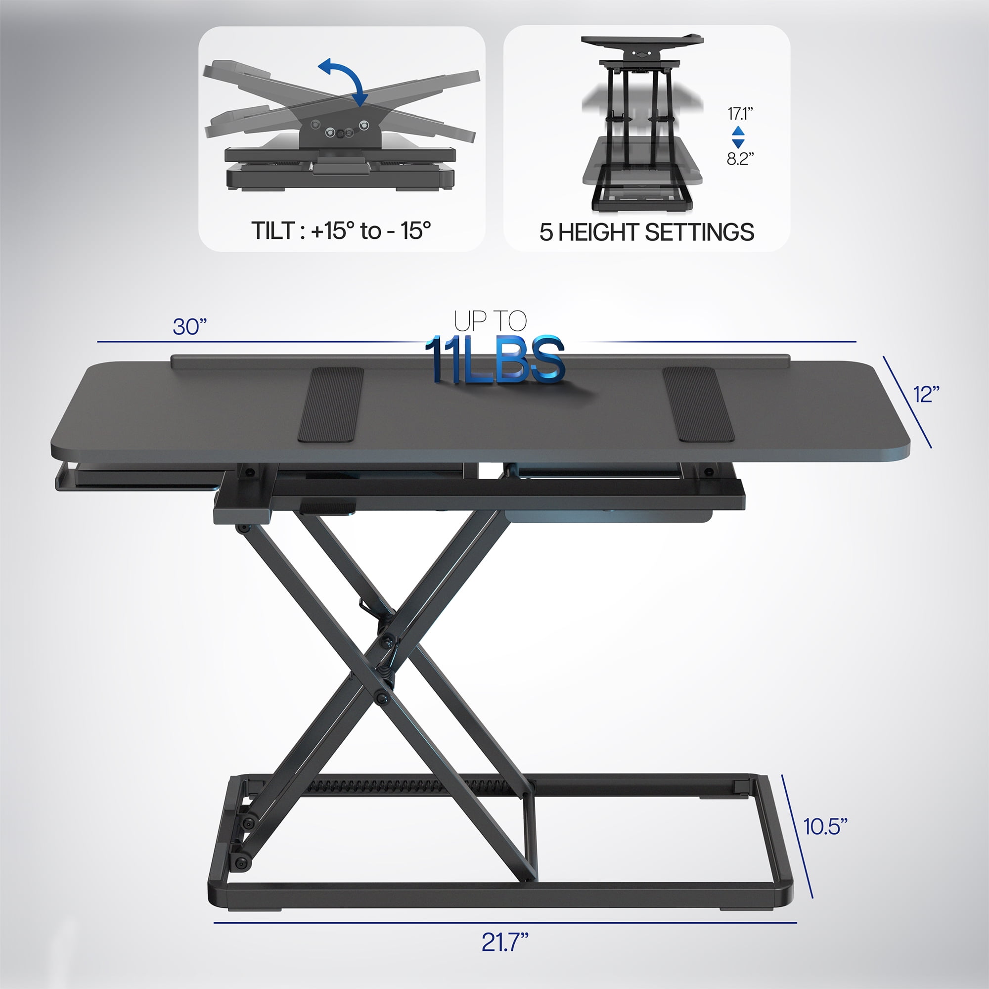 VIVO Black 30" Tilting Keyboard Riser