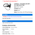 thumbnail image 2 of Left Mirror - Compatible with 2007 - 2013 GMC Sierra 1500 2008 2009 2010 2011 2012, 2 of 2