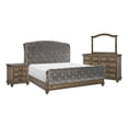 thumbnail image 2 of Chantel 4 Pc Queen Bedroom Set, Velvet Sleigh Design, Weathered Wood, 2 of 7
