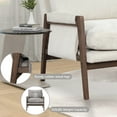 thumbnail image 6 of Roundhill Furniture Kelly Mid-Century Rubber Wood Velvet Serpentine Springs Foam Solid Print Armchair, White, 6 of 17
