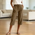 thumbnail image 6 of Kezqiaxn Capris Pants for Women Summer Lace Elastic Waist Loose Cropped Pants with Pockets Womens Capri Pants, 6 of 9