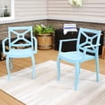 thumbnail image 4 of Sunnydaze Tristana Plastic Stackable Dining Armchair - Set of 4, Blue, 4 of 9