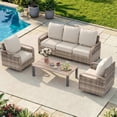 thumbnail image 2 of Poteban Outdoor Patio All Weather Wicker Furniture Sets,with Coffee Table, Sofa, Swivel Rocking Chair and Ottoman,for Pool, Backyard, Garden, 6 Pieces, 2 of 12