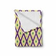 thumbnail image 2 of Mardi Gras Soft Flannel Fleece Blanket, Classical Diamond Line Rhombus Pattern in Traditional Carnival Colors, Cozy Plush for Indoor and Outdoor Use, 50" x 60", Purple Yellow Green, by Ambesonne, 2 of 6