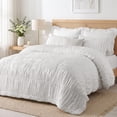 thumbnail image 2 of Lipa Queen Size Comforter Set,5-Piece Bed in a Bag,All Season Bedding Set,Ruched Design,Comforter,Pillowcases and Shams,White, 2 of 9