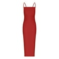 thumbnail image 7 of Wycnly Dresses for Women 2025 Sexy Spaghetti Strap Basic Bodycon Night Party Club Dresses Sleeveless One Line Neck Solid Summer Maxi Casual Dress Red S Clothes, 7 of 7