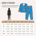thumbnail image 4 of Pajama Sets for Women 2 Pcs, Cartoon Shrimp Print Blue Button Down Long Sleeve Sleepwear Lounge PJ Sets, 4 of 6