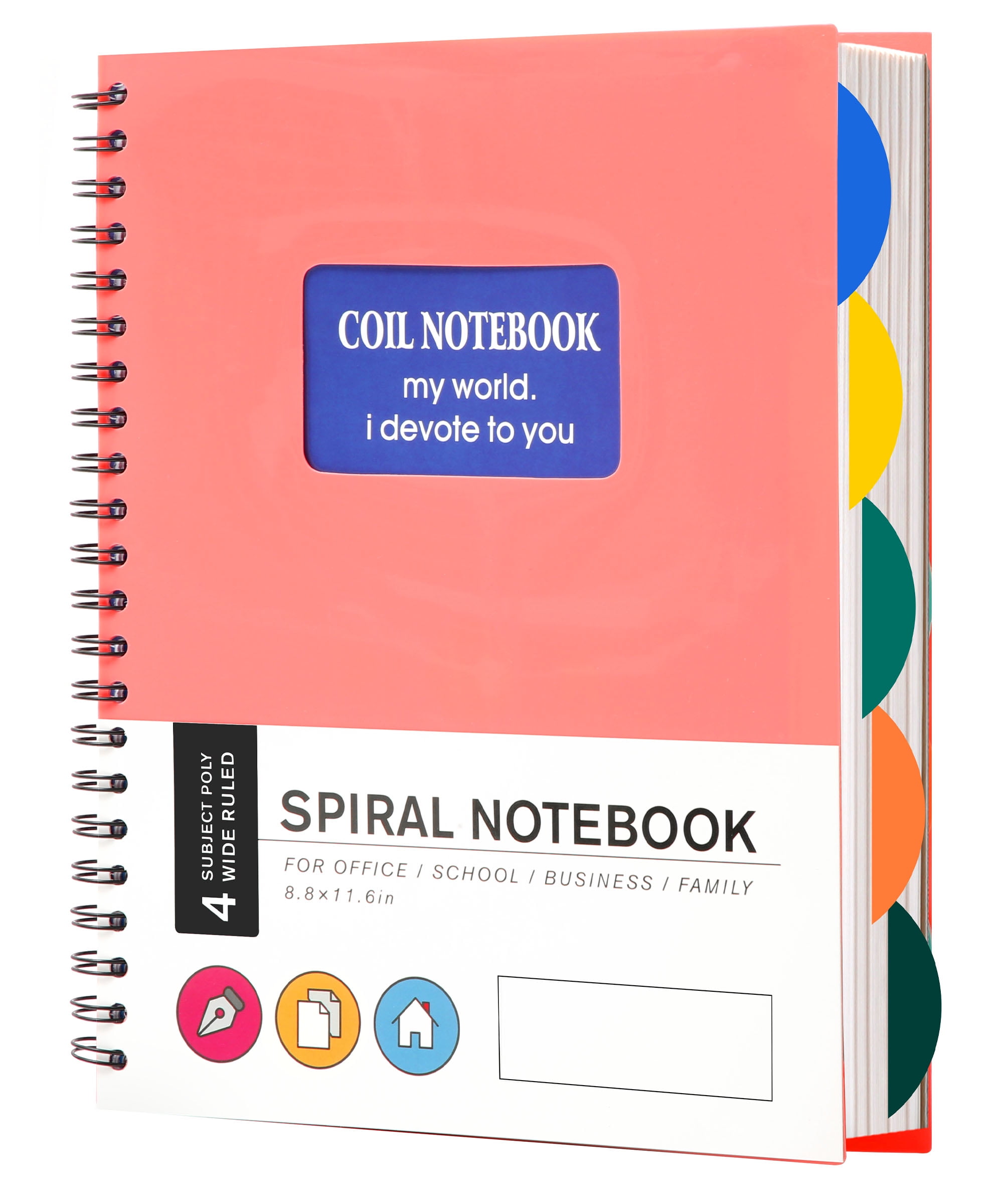 5 Subject Notebook with Dividers Tabs Spiral Notebooks for Work Wide ...