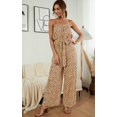thumbnail image 2 of Women's Jumpsuit-Casual Off Shoulder Sleeveless Ruffle Button Belt Wide Leg Jumpsuits Rompers Summer, 2 of 6