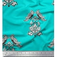 thumbnail image 1 of Soimoi Poly Georgette Fabric Leaves,Bird & Floral Block Decor Fabric Printed Yard 52 Inch Wide, 1 of 1