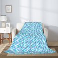 thumbnail image 2 of Throw Blanket for Couch Sofa and Bed, Blue green fish scale texture Super Soft Plush Throw Blanket, Fuzzy Cuteness Comfy Warm Washable Flannel Blanket & Throws for All Season 60"x50", 2 of 5