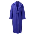 thumbnail image 6 of 2026 New Pea Coats For Women Winter Classic Lapel Open Front Long Overcoat Comfy Wool Blend Long Sleeve Oversized Trench Coat(Blue,M), 6 of 6