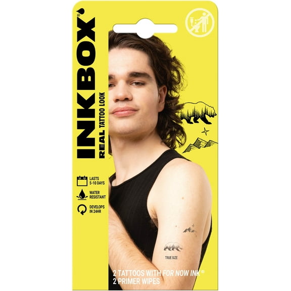 Inkbox Temporary Tattoos, Bear   Mountain, 2 Pack