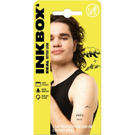 Inkbox Temporary Tattoos, Bear + Mountain, 2 Pack