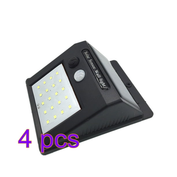 Luz solar LED Jardín Patio Iluminación impermeable al aire libre Montaje en pared Lámpara con sensor infrarrojo 4PCS Kearding JJ25121-04*4