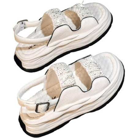 

Women s Open Toe Buckle Ankle Strap Flatform Sandals Round Toe Thick Sole Casual Sandals Summer Sandals Slippers (Yellow 36)