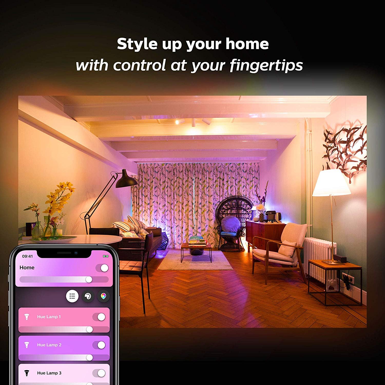 Philips Hue White and Color Ambiance A19 Smart Bulb, 2-Pack photo 6