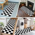 thumbnail image 5 of 2x6 Kitchen Runner Rug, Black White Plaid Non-Skid Rubber Backing Large Rectangle Rugs - Living Room Bedroom Home Office, Farmhouse Modern Minimalist Geometric Indoor Floor Mat Carpets Washable Rug, 5 of 9
