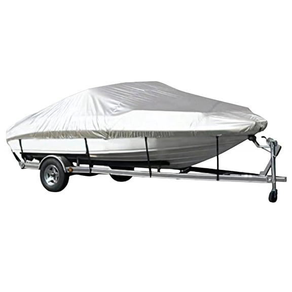 All Season Protective Boat Cover Waterproof 210D Oxford Fabric with UV Defense Suitable for 17 to 19 Foot V Hull Boats