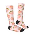 thumbnail image 3 of Picia Women Crew Soft Moisture-wicking Socks Peach With Leaves Pattern Design Cotton Socks, One Size fit All, 3 of 9