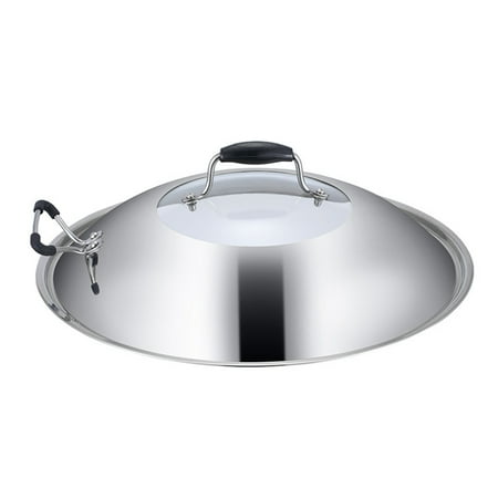 

FRCOLOR 30cm Transparent Glass Window Pot Cover Stainless Steel Anti Oil Splashing Pot Lid Protector Kitchen Tool with Double Handle for Cooking