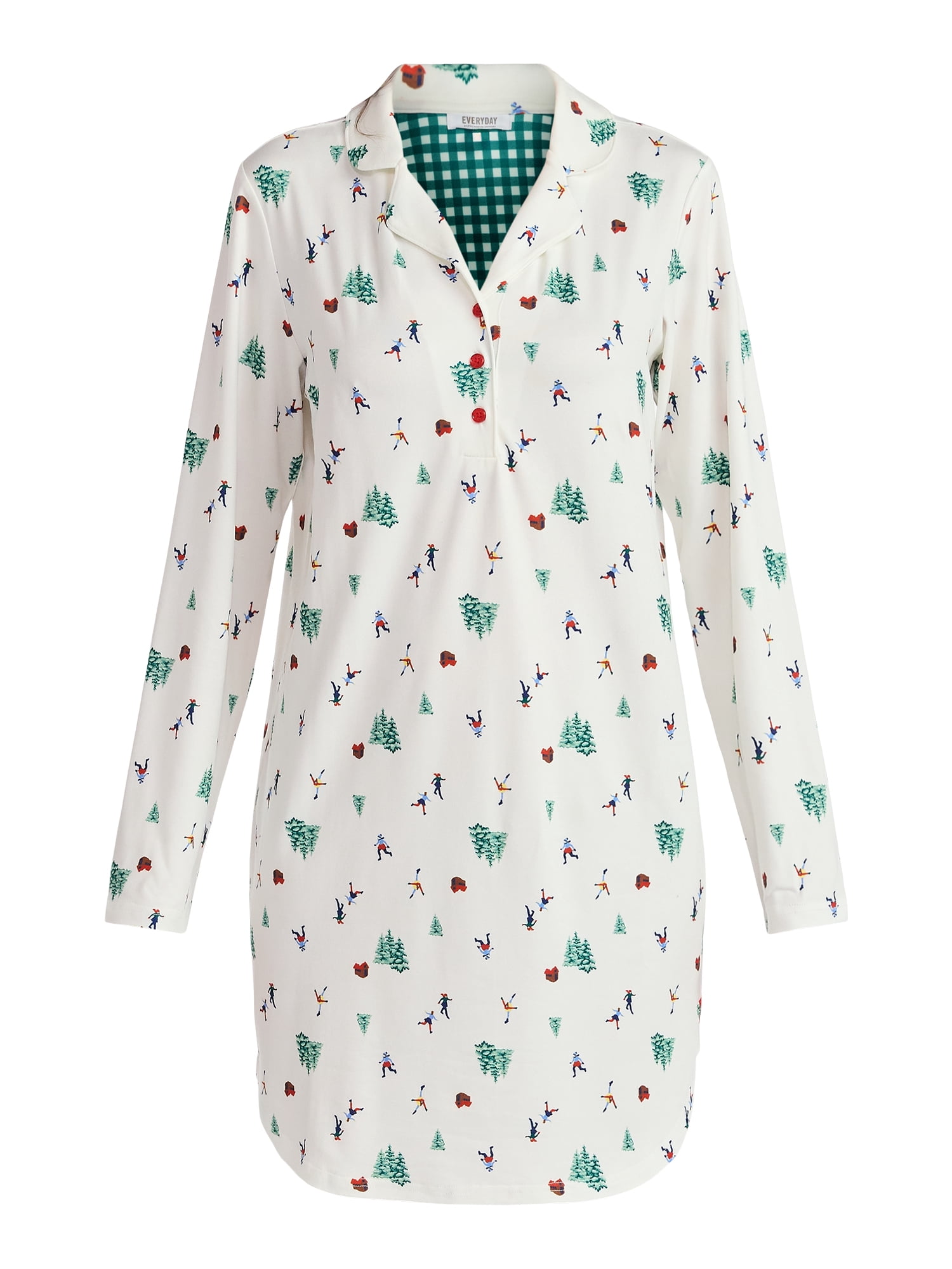 Martha Stewart Everyday Women's Henley Sleepshirt with Long Sleeves, Sizes S-XXL