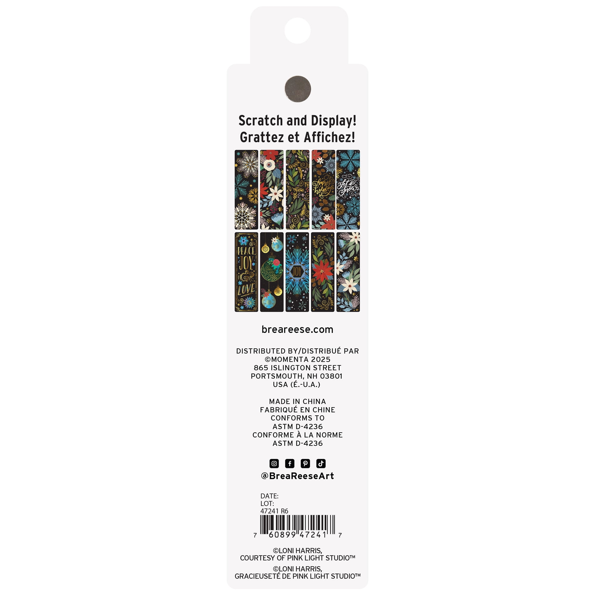 Brea Reese: Scratch Art Bookmark Kit - Snowflakes - 10 Holiday-Themed Bookmarks, Wooden Stylus, Metallic Accents, Guided Art, DIY Winter Adult Craft
