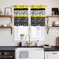 thumbnail image 2 of Black Yellow Kitchen Curtains Small Short 39 Inch Length, Garden Floral Stripe Aesthetic Flower Boho Grommet Bedroom Living Room Curtains, Light Filtering Cafe Curtain Drapes 2 Panels Set 55''x39'', 2 of 9