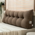 thumbnail image 2 of Lovote Triangular Headboard Pillow with Side Pockets - Teddy Velvet Fabric, Bed Rest Reading Pillow, Removable & Washable Cover, Daybed Wedge Pillow for King Beds, Brown, 2 of 6