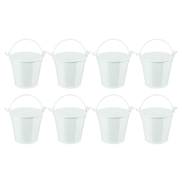 Cubos de metal pequeños Uxcell de 2.4"x2" Mini cubos galvanizados cubos de Pascua coloridos blancos 8 piezas