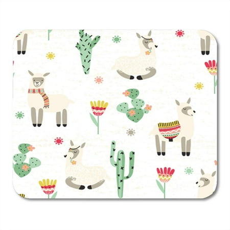 SIDONKU Seamless Pattern with Alpaca South America S Lama and Cactus Mousepad Mouse Pad Mouse Mat 9x10 inch