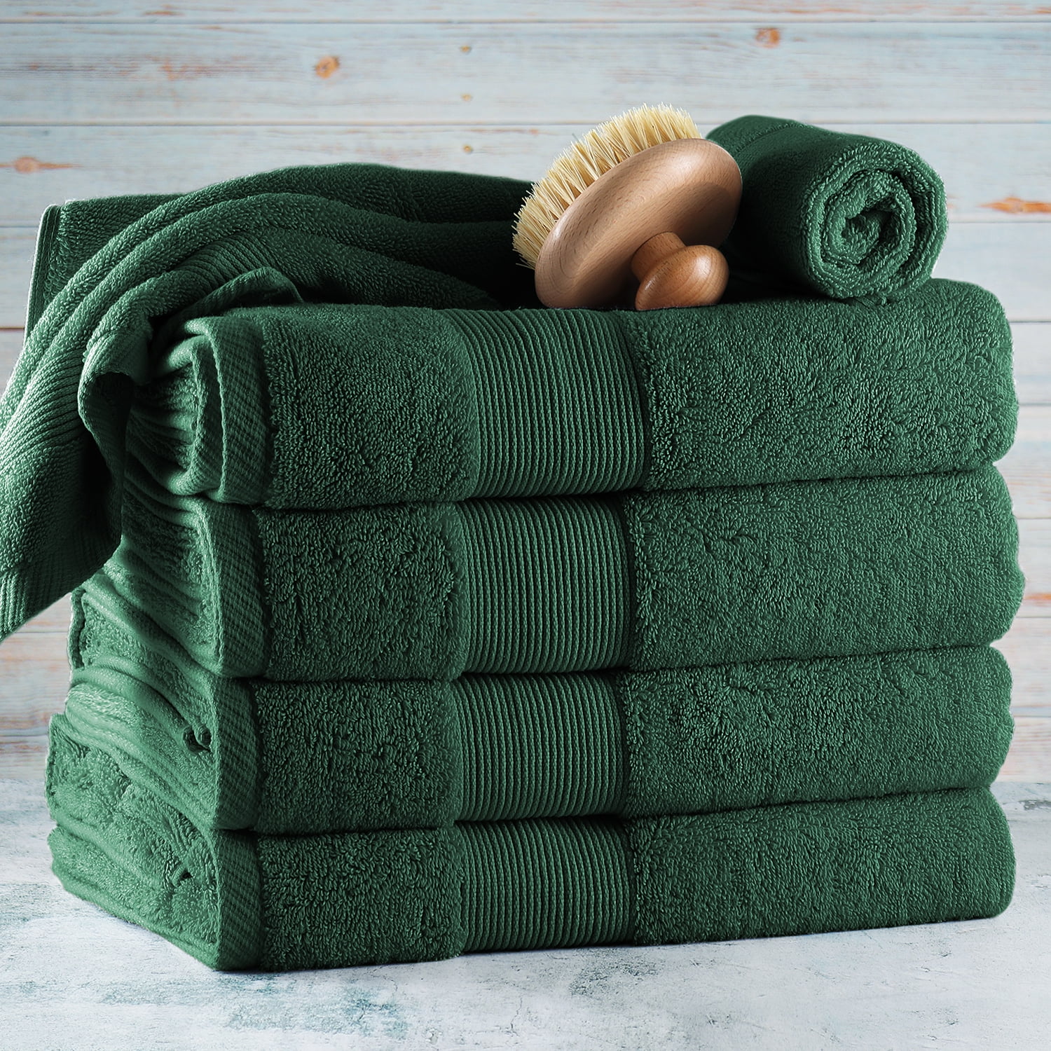 Hearth & Harbor Bath Towel Collection, 100% Cotton Luxury Soft Set of 4 Bath Towels & 2 Wash Cloths – Hunter