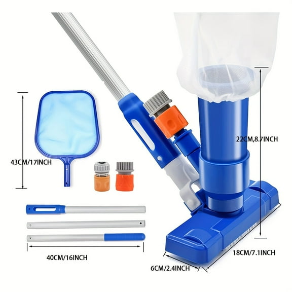 Upgraded Swimming Pool Spa Jet Vacuum Cleaner with Brush with 3section pole for Above Ground Inflatable Pool Hot Tub Pond Spa Lake and Fountain