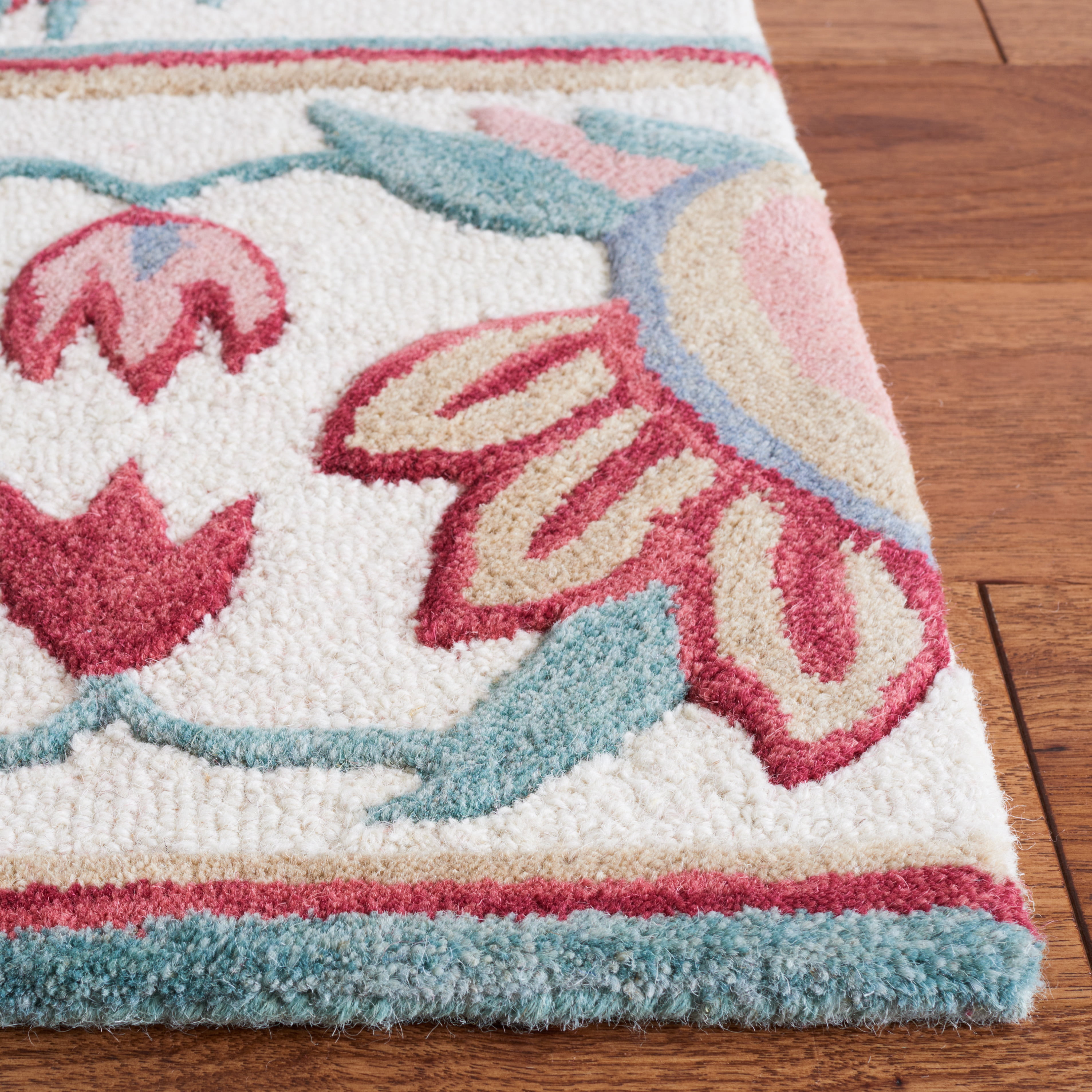 SAFAVIEH Bellagio Vanessa Floral Wool Area Rug, Ivory/Red, 4' x 6'