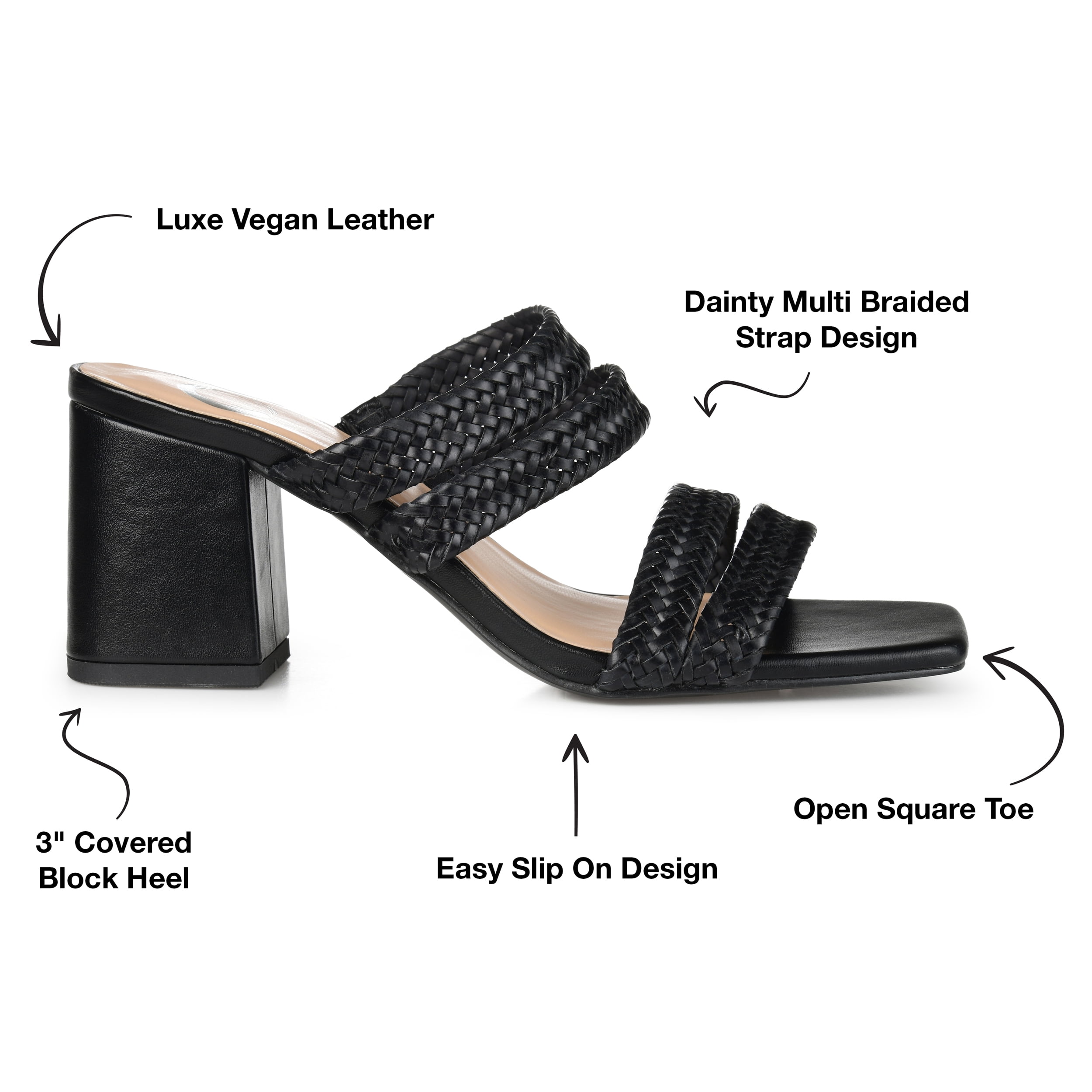 Journee Womens Natia Open Square Toe Block Heel Sandals, Widths Available
