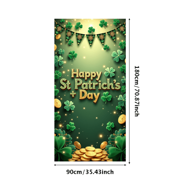 Bannière de Fond de la Saint-Patrick avec Décorations de Pièces Trèfle Vert, Arrière-Plan Mural, Fournitures de Fête, Accessoires de Photographie pour Célébration des Fêtes
