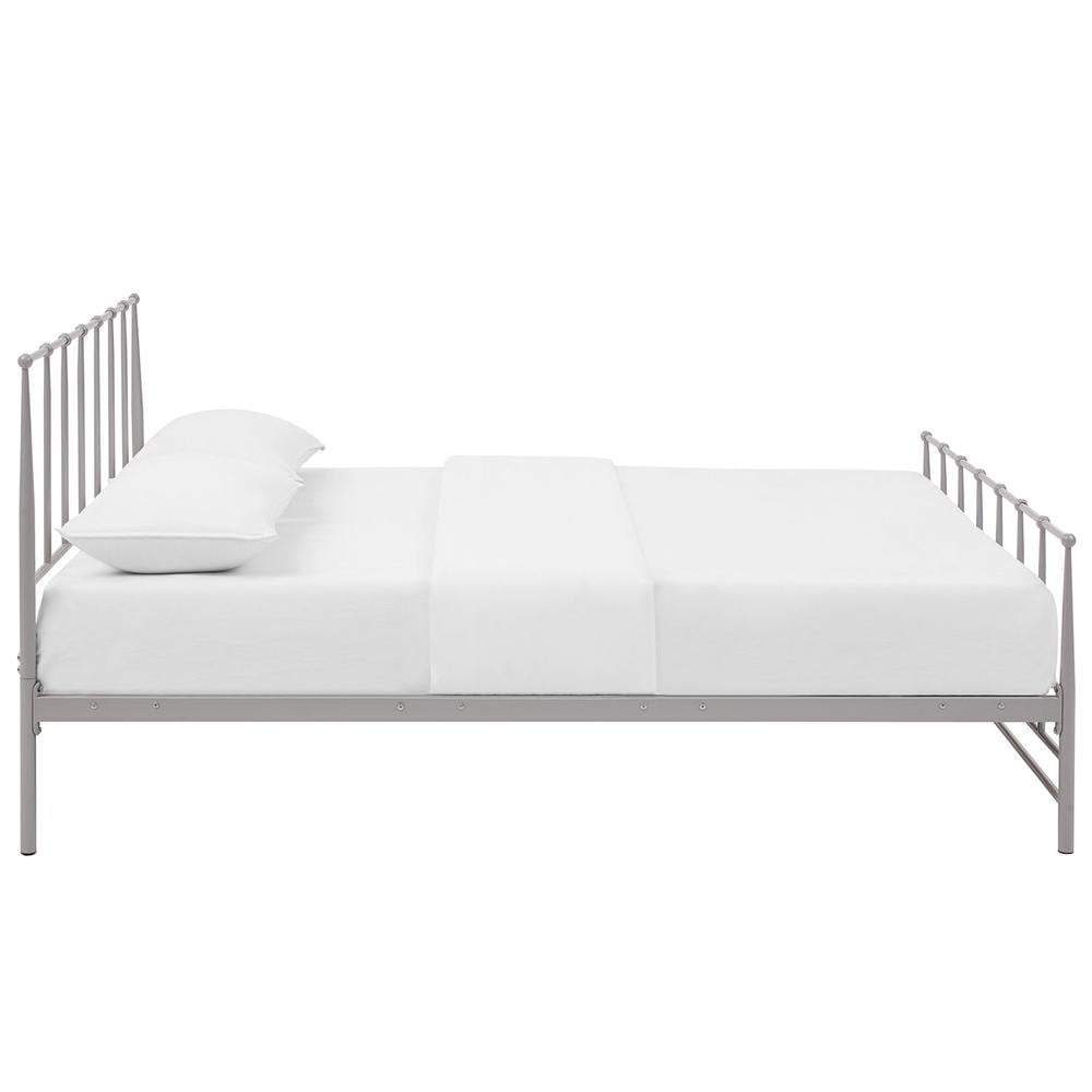 Modway Estate Modern Sturdy Powder Coated Steel King Bed in Gray