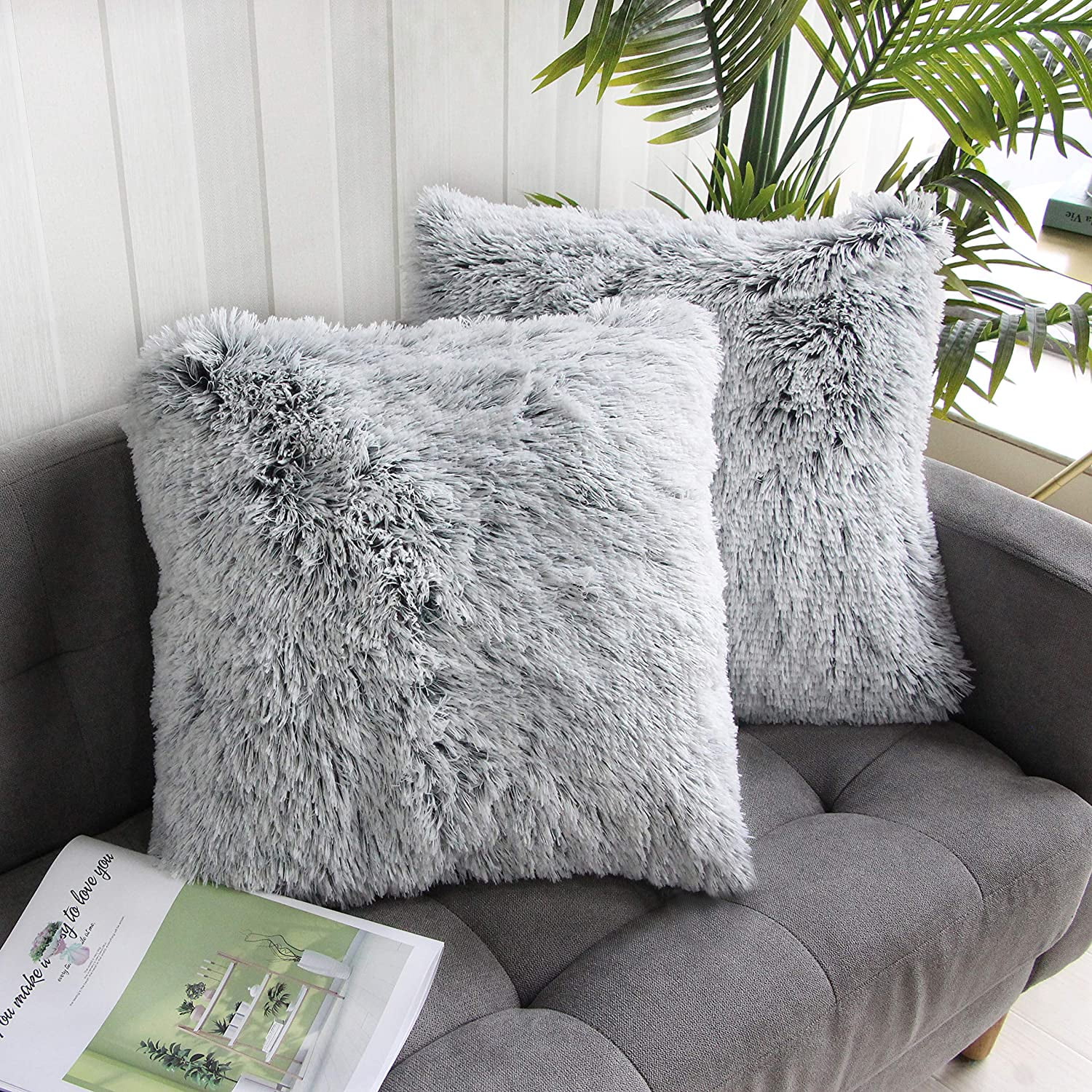 Luxury Fur Fluffy Sofa Cushion Cover Decorative Trendy Soft Pillow Case 17x17" 